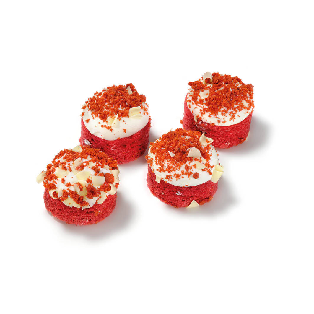 Mini red velvet gebak 4 stuks